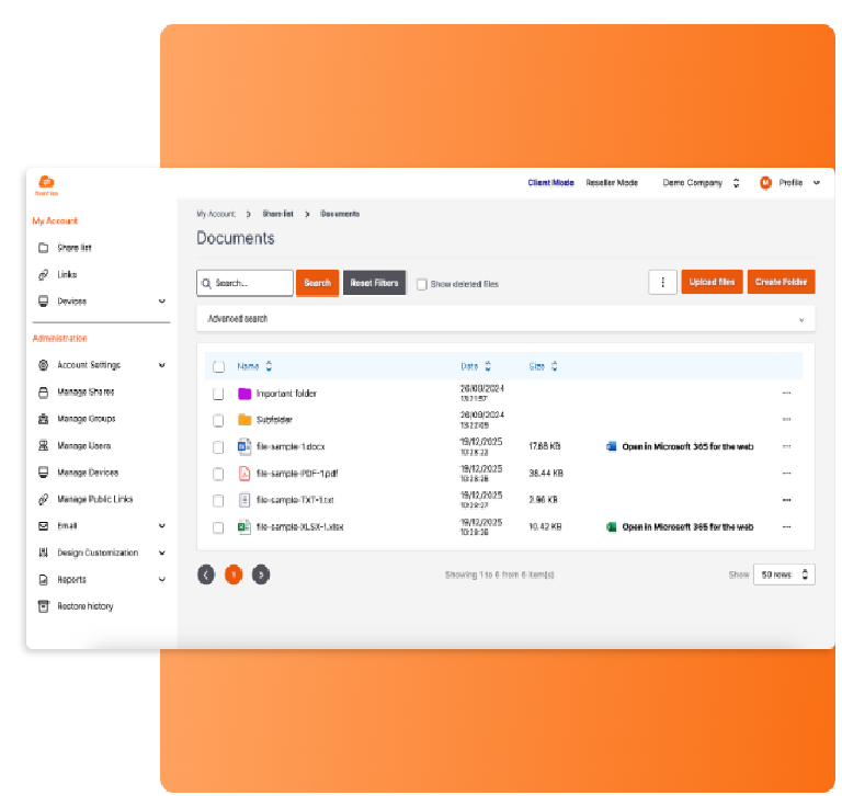 RushFiles Dashboard SaaS